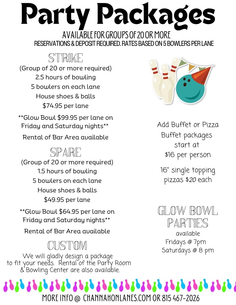 Party packages for bowling